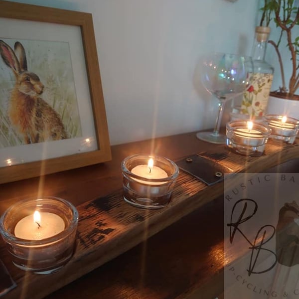 Whiskey Barrel Stave Candle Holder