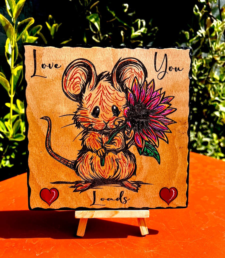Love you loads. Baby mouse wooden plaque 