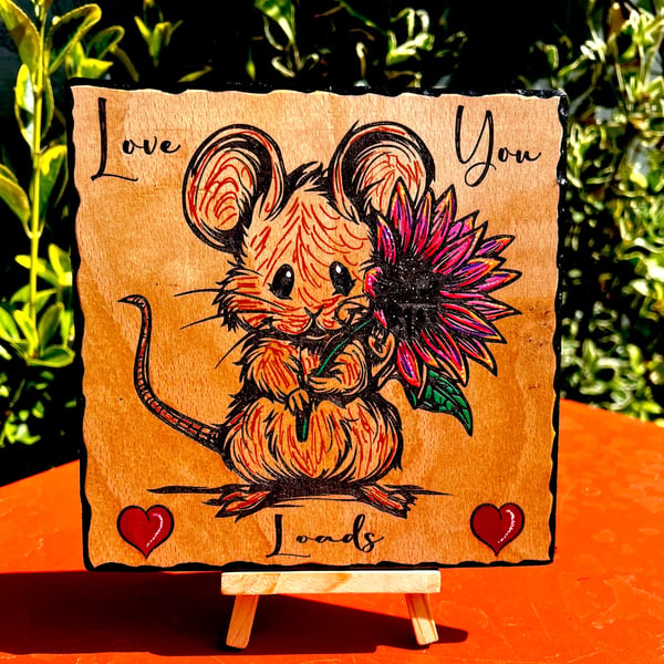 Love you loads. Baby mouse wooden plaque 