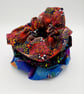 Large scrunchies,  set of 3. Black neon, blue petal fabric.   - Image 9