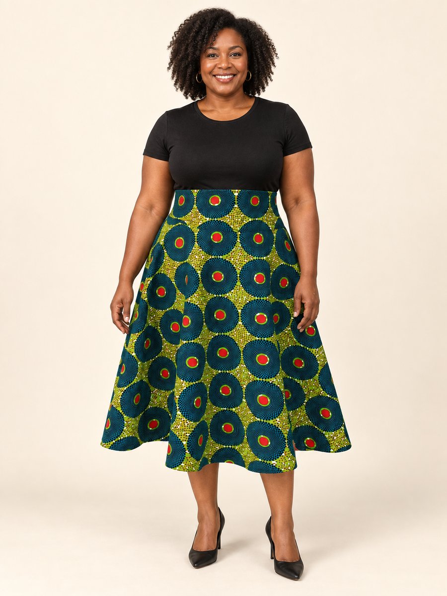 Handmade Ankara Half Circle Skirt – UK 20, 40-inch Waist