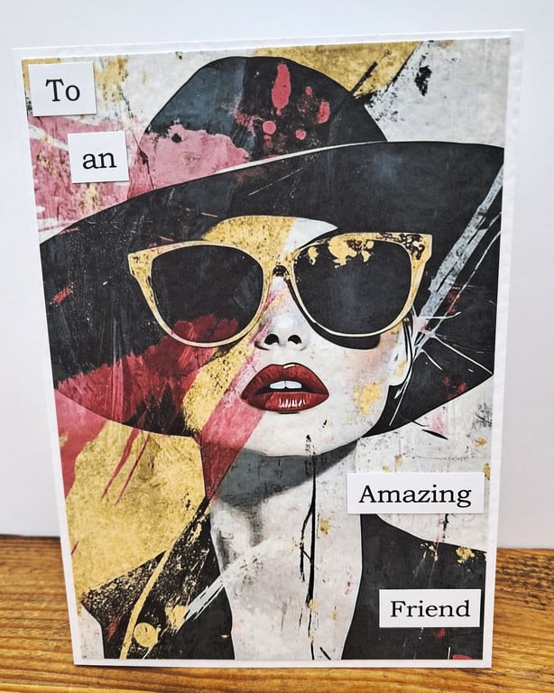 C6722   Birthday Card, Amazing Friend, Hammered Card, Female,