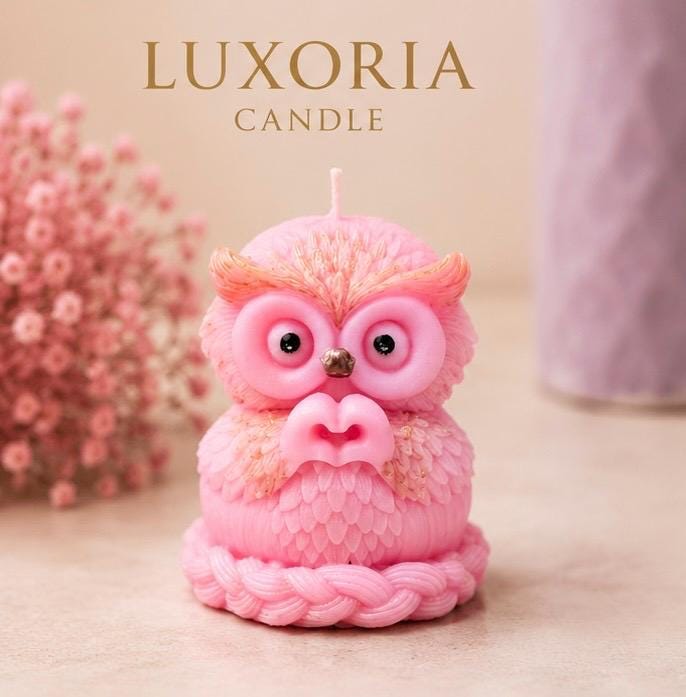 Pink Owl Candle Handmade Owl Candle Cute Animal Candle Baby Shower Gift Nursery 