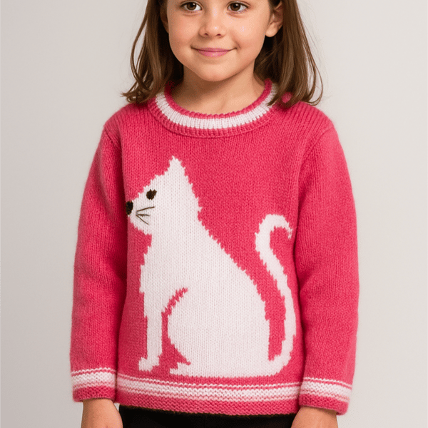 Knitting Pattern for a Cat on a Sweater.  Digital Pattern