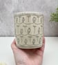 Monochrome Vase with Abstract Flower Pattern - Handmade Pottery