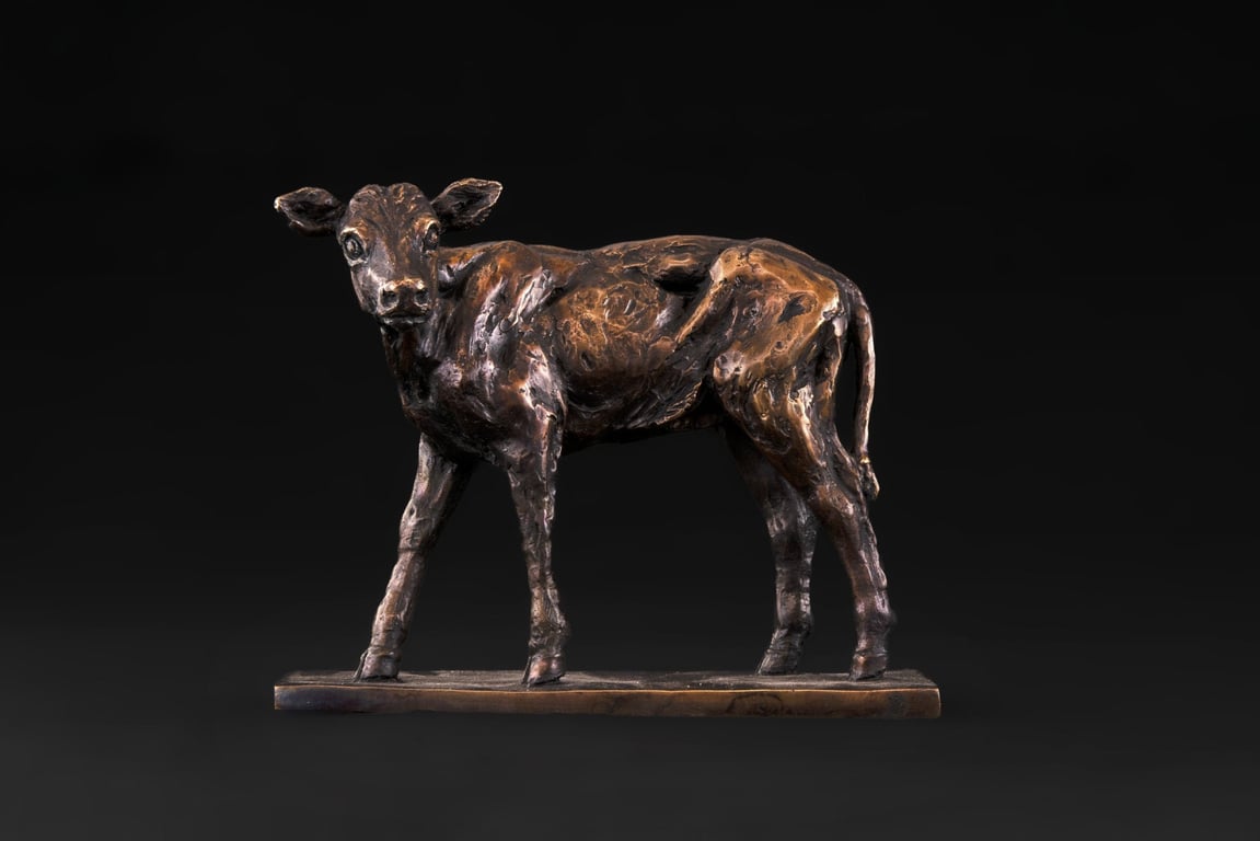 Foundry Bronze Shorthorn Calf Animal Statue Small Bronze Metal Sculpture
