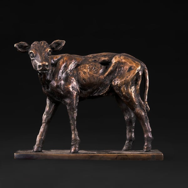 Foundry Bronze Shorthorn Calf Animal Statue Small Bronze Metal Sculpture