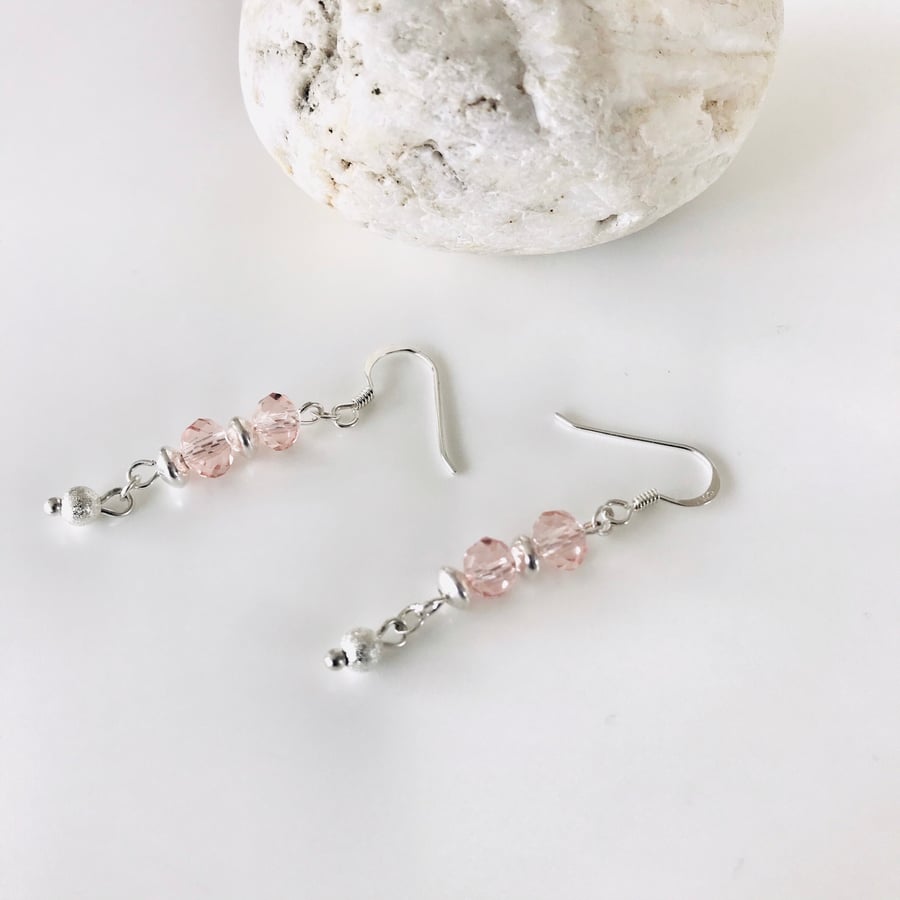 Pink & silver dangle earrings 