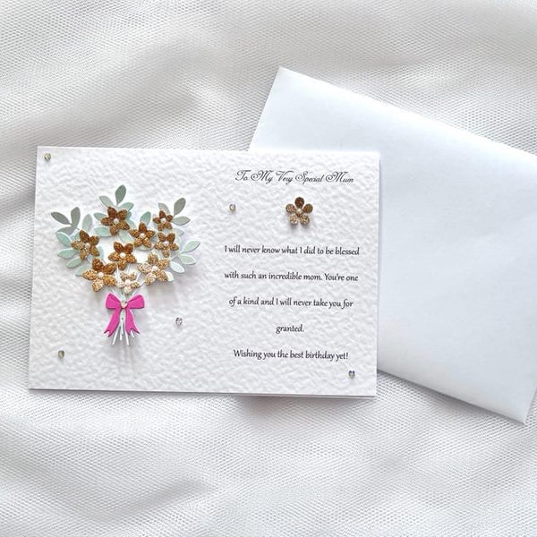Personalized 3D Paper Flower Birthday Card for Her C643