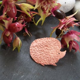 Hedgehog brooch in copper