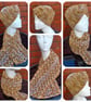 Crochet long scarf and wide headband set mustard beige