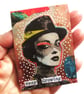 Inspirational Miniature Art ACEO Female Portrait Art KEEP GROWING Feminist Quote