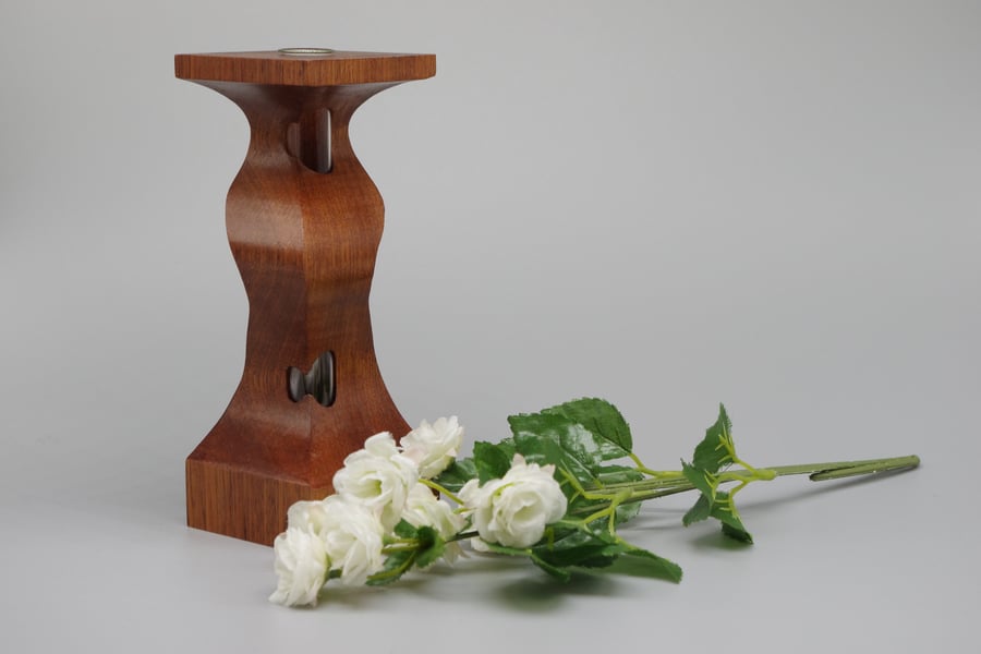 Handmade Wooden Vase With Test Tube. For Single Bud or Small Bunch. "