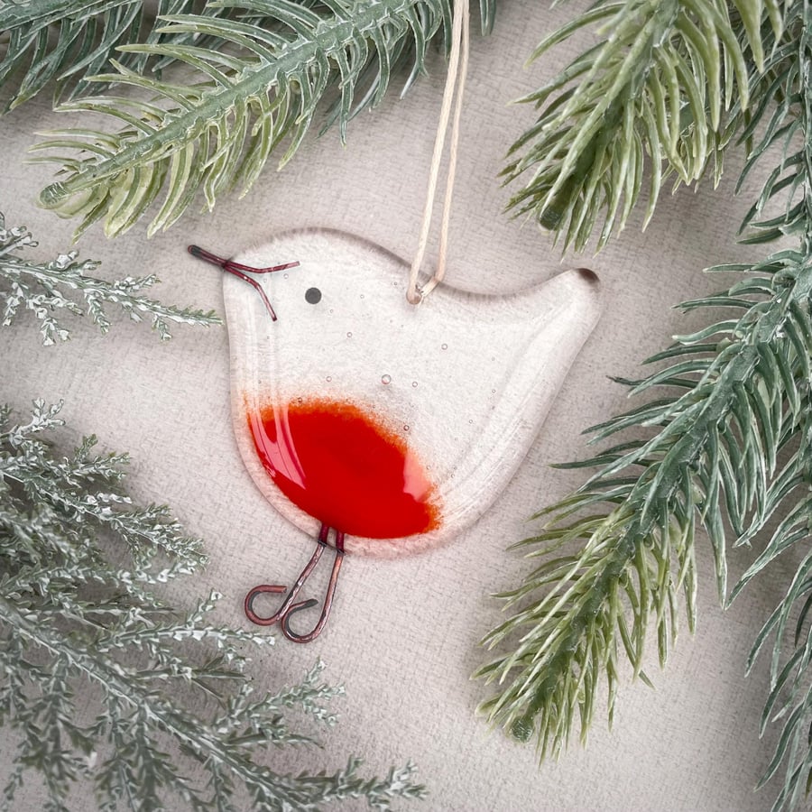 Robin - glass Christmas tree decoration