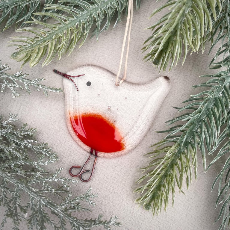 Robin - glass Christmas tree decoration