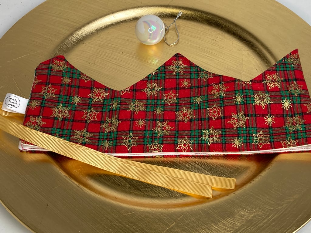 Pick and Mix Christmas crowns. Reusable. Red, green and gold tartan.