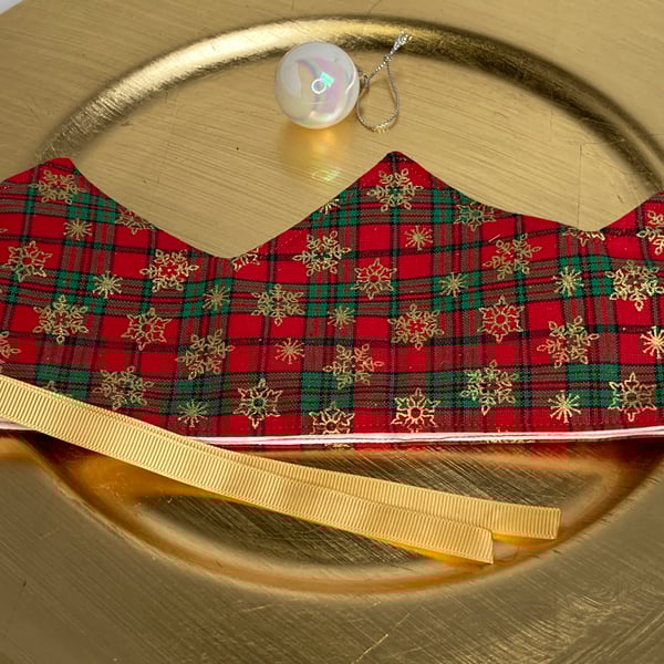 Pick and Mix Christmas crowns. Reusable. Red, green and gold tartan.