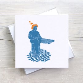 Loughborough Sock Man Traffic Cone Blank Greetings card