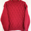 Hand Knit Chunky Diamond Jumper - Magenta Pink