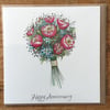 Floral bouquet Happy Anniversary Greeting card 
