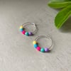 Neon Multi-coloured Beaded Hoop Earrings, sterling silver