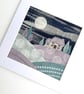 Textile Art, Embroidered Art, Mounted Wall Art - Moonlit Cottage - Image 9