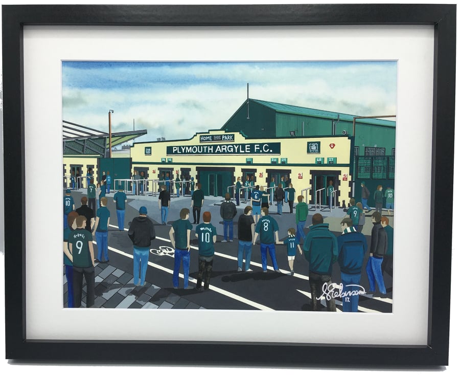 Plymouth Argyle F.C, Home Park Stadium, High Quality Framed Football Art Print.
