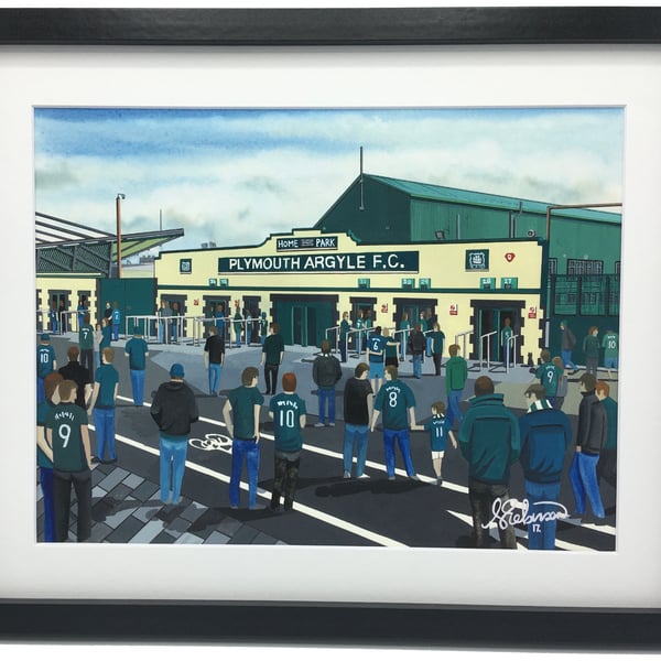 Plymouth Argyle F.C, Home Park Stadium, High Quality Framed Football Art Print.
