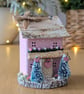 Handmade Wooden Christmas Decoration 'The Pink Cottage'  - Image 2