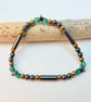 Hematite Star And Emerald Green Glass Bracelet - Handmade In Devon. - Image 2