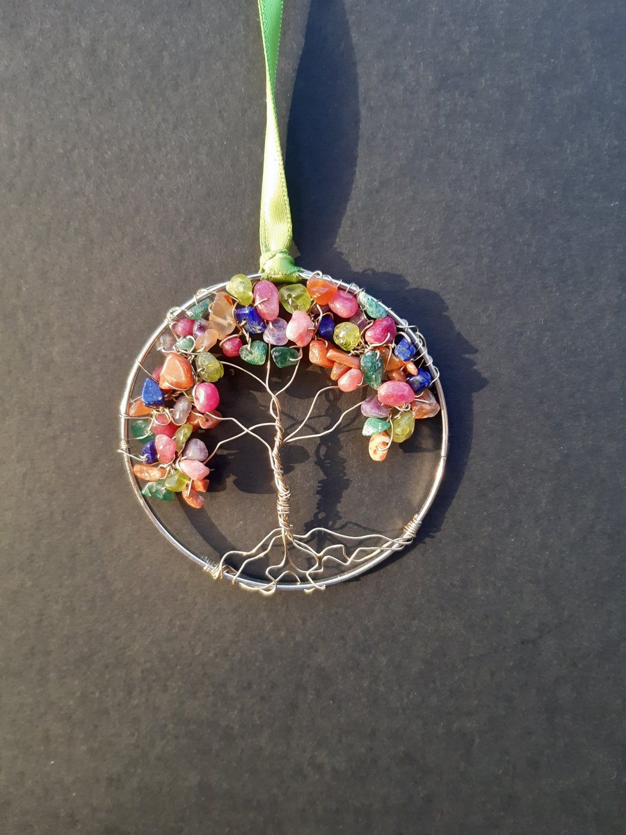  Crystal tree of life bangle hangers on a ribbon 