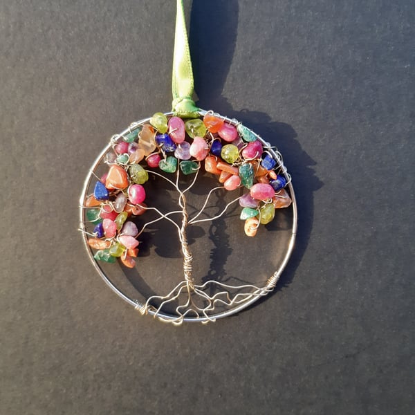  Crystal tree of life bangle hangers on a ribbon 