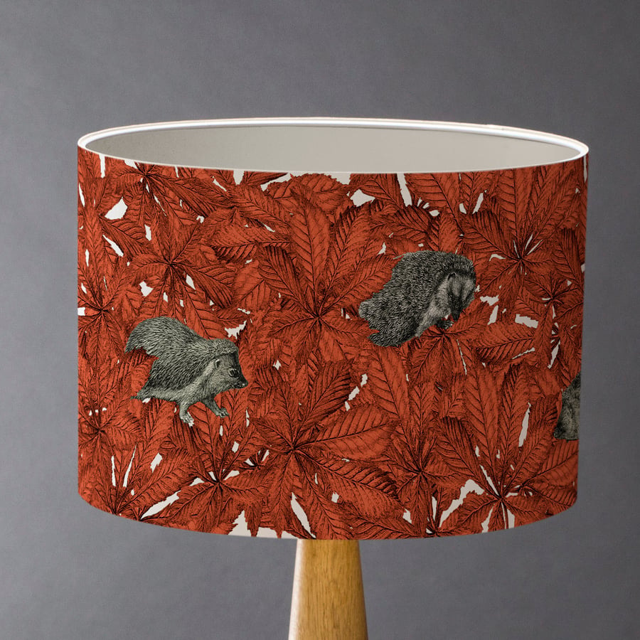 A Prickle Of Hedgehogs Lampshade Red