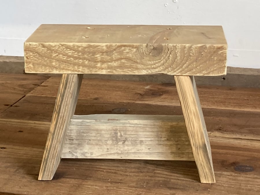 Handmade, rustic reclaimed wooden step stool