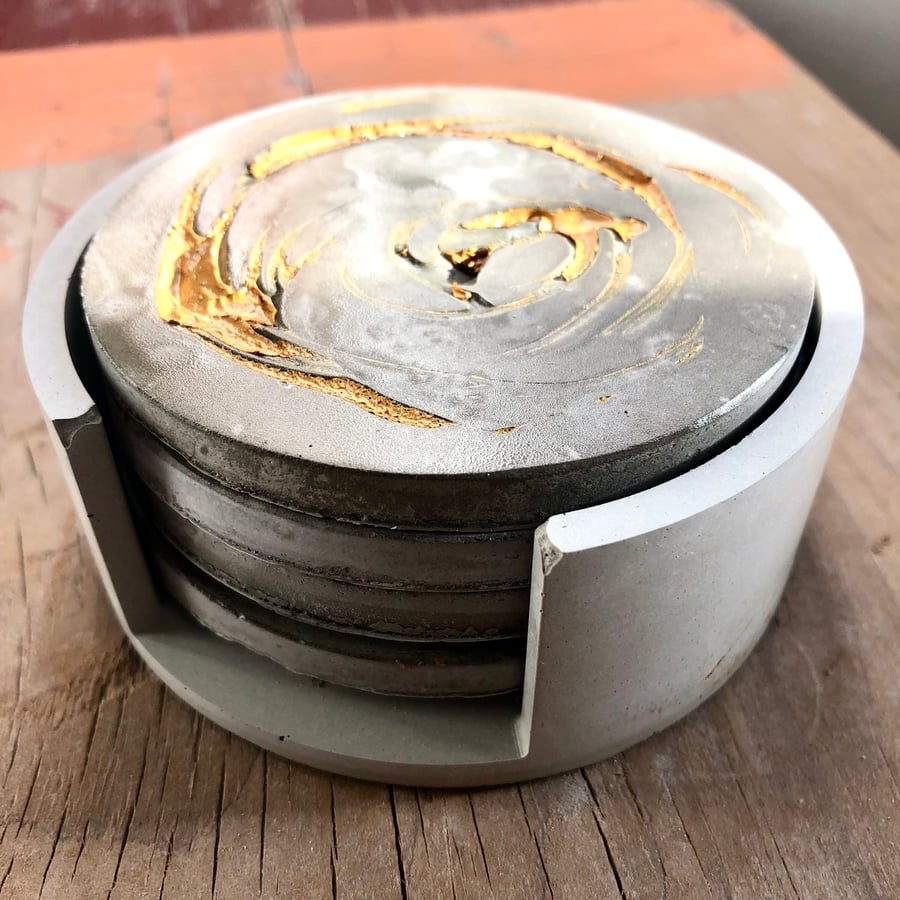 Handmade Gold Concrete Coaster Set Wedding Gift Gift