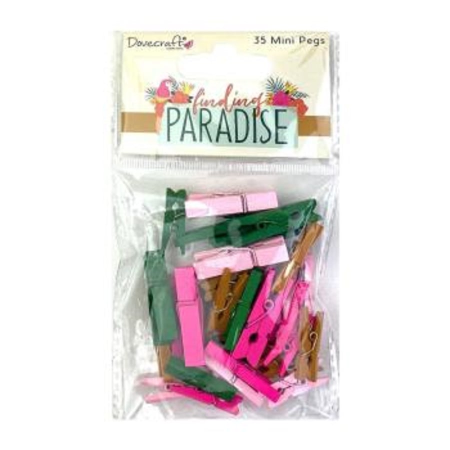 Dovecraft Collections 'Finding Paradise' Set of 35 Mini Wooden Pegs