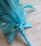 Shades of Turquoise Teal & Aqua Blue Bow Regency Feather Sprig Headpiece Pin - Image 4