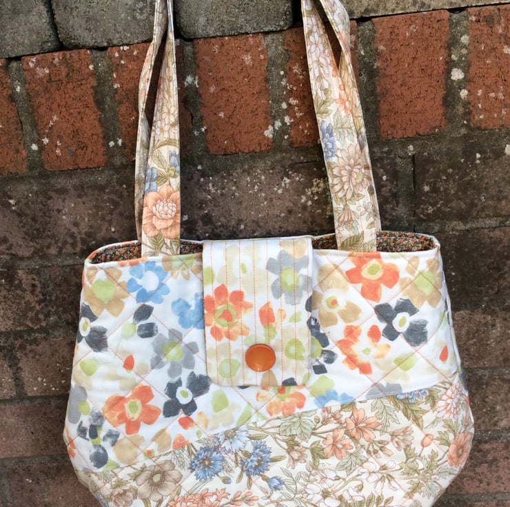 Large Quilted Handbag, Upcycled Fabric Shopper - Folksy