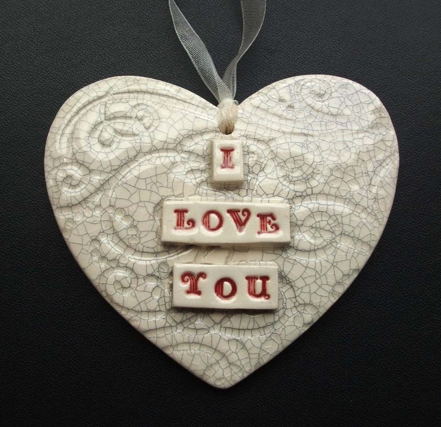 Valentines ceramic heart decoration 