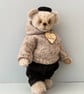 Traditional dressed mohair teddy bear, OOAK collectable designer artist bear