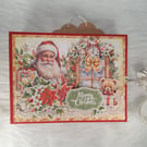 Handmade Christmas Photo Album. Traditional Santa Scrapbook. Family Memory Album