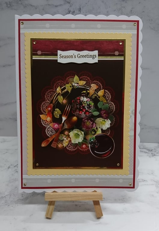Christmas Card Decadent Christmas Platter 3D Luxury Handmade