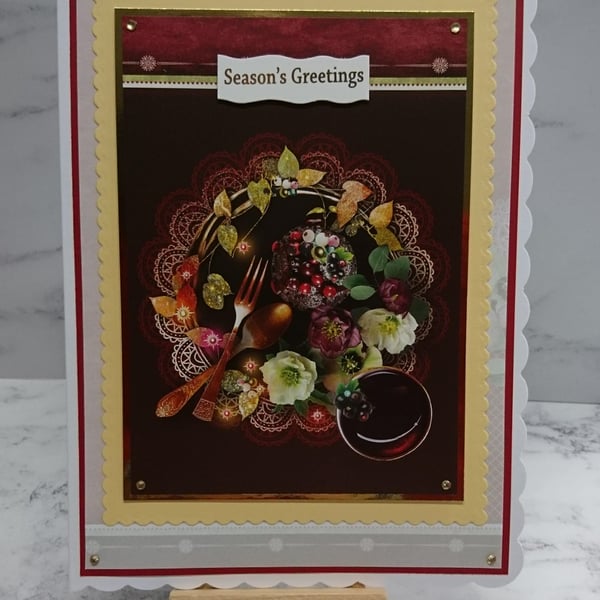 Christmas Card Decadent Christmas Platter 3D Luxury Handmade