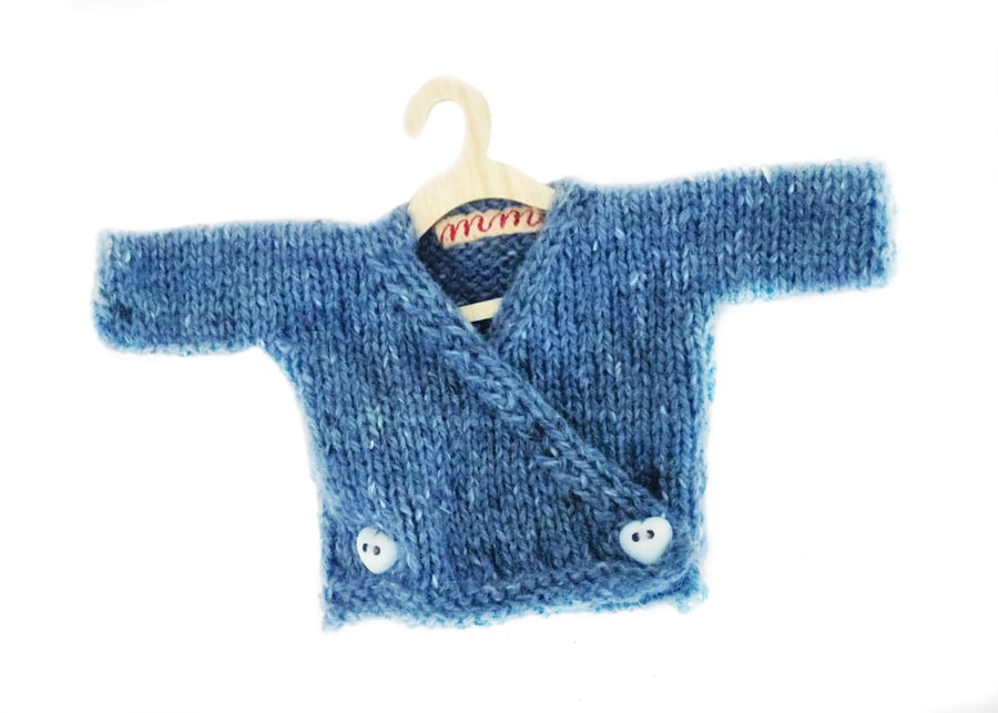 Reserved for Ali - Blue Crossover Cardigan with Heart Buttons