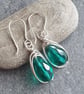 Teal crystal earrings, Raindrop inspired, Deep aqua teardrops - Image 6