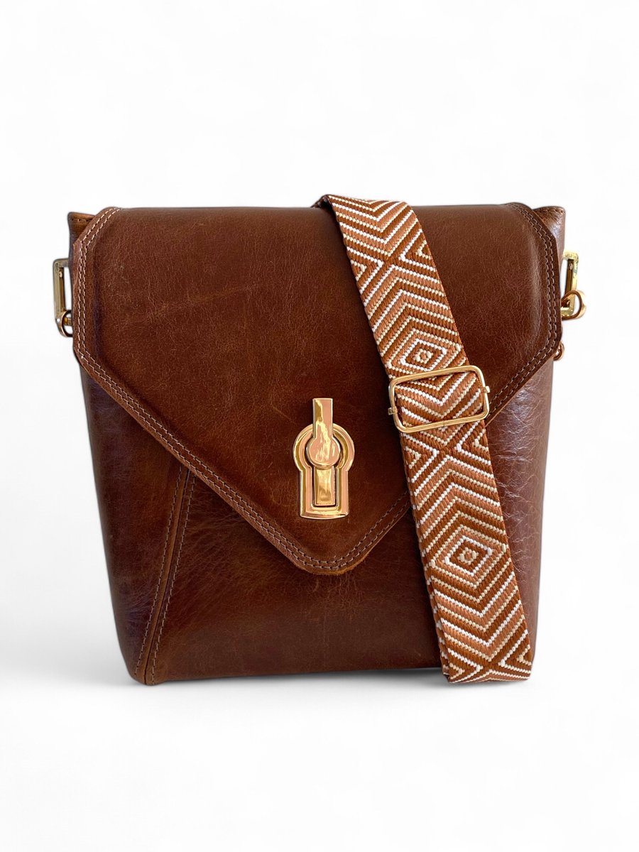 Handcrafted Brown Leather Crossbody Bag - Handbag - Mother's Day Gift