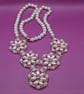 Chunky, handmade, beaded, Pink and White Drop Necklace