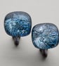 Silver and Blue Fused Glass Cufflinks - 4053