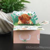 Highland Cow Box Card. Blank or personalised. Gift card holder.