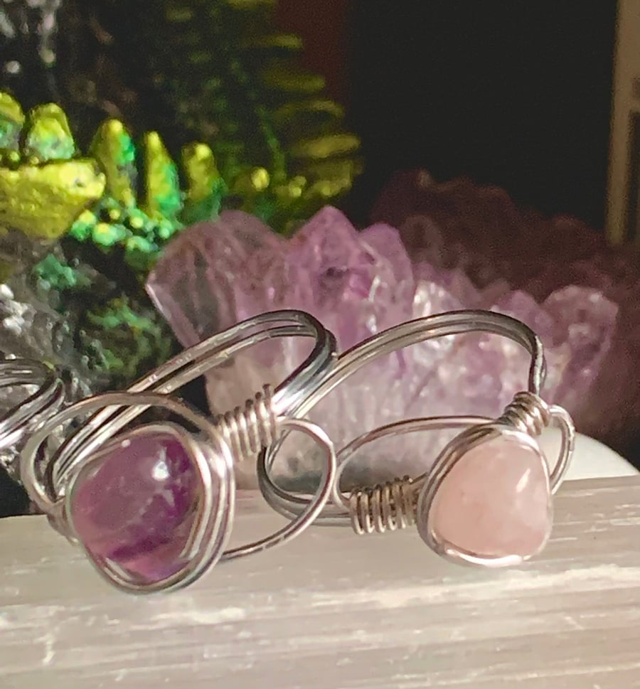 Surprise Wire Wrapped Crystal Rings